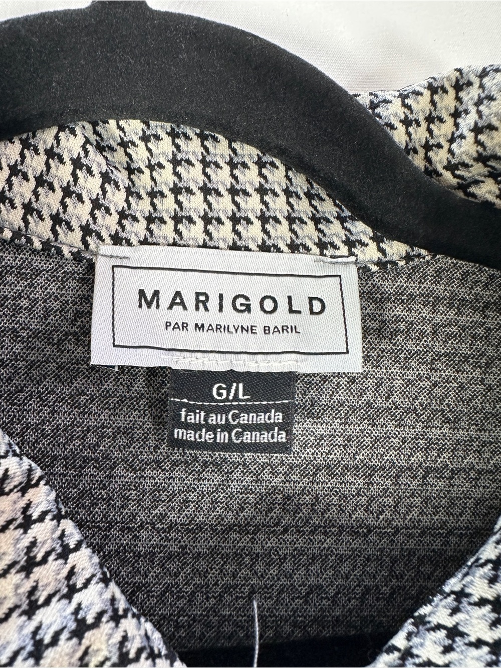 Marigold Houndstooth Puff Sleeve Tailored Mini Dress Cream Black Size L - Picture 5 of 10
